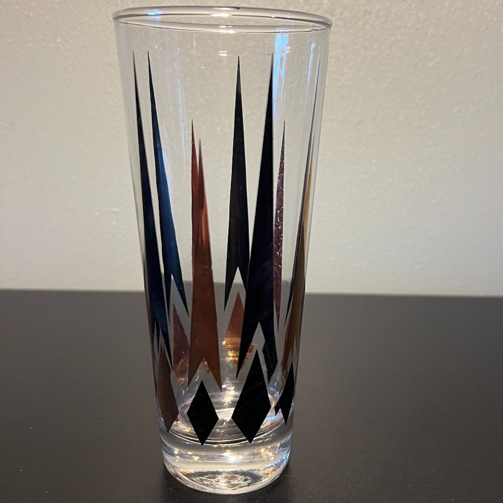 Vintage Anchor Hocking GOLDEN PEAKS / ATOMIC ARROW Highball Tall Glass Barware